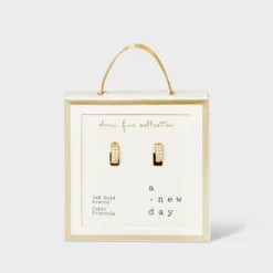 14K Gold Plated Cubic Zirconia Hoop Earrings - A New Day™ Gold -A New Day GUEST 0c80a647 4a28 40ed 9ef1 b5d3c744e29c