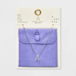 Silver Plated Cubic Zirconia Initial Pendant Necklace - A New Day™ Silver -A New Day GUEST 1544e0f6 a001 4559 9e35 353a80191154