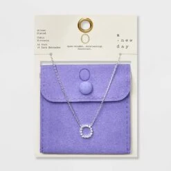 Silver Plated Cubic Zirconia Initial Pendant Necklace - A New Day™ Silver -A New Day GUEST 1565668e aa1e 4a83 9cbf 5aaa13102756