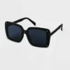 Women's Plastic Square Studded Sunglasses - A New Day™ Black