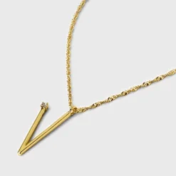 Gold Dipped Scattered Cubic Zirconia Initial Pendant Necklace - A New Day™ Gold -A New Day GUEST 1b79a550 df04 419b a531 249d55930227