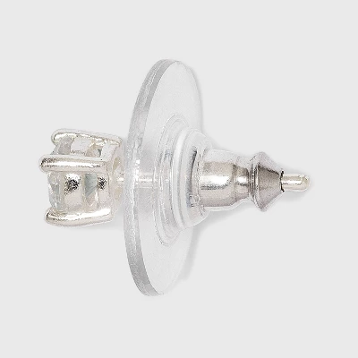 Women's Sterling Silver Stud Earrings Set With Round Cubic Zirconia 3pc - A New Day™ Silver 3 Women's Sterling Silver Stud Earrings Set With Round Cubic Zirconia 3pc - A New Day™ Silver