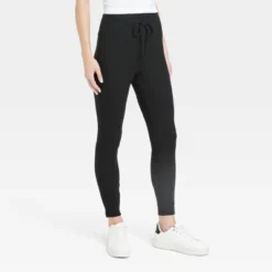 Women's Ribbed Knit Drawstring Leggings - A New Day™ Black -A New Day GUEST 27905472 0ae6 4c33 9637 a5c8bbf5efba