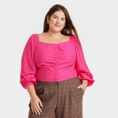 Women's Long Balloon Sleeve Slim Fit Ruched Front Top - A New Day™ 6 Women's Long Balloon Sleeve Slim Fit Ruched Front Top - A New Day™ - Image 4