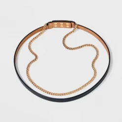 Women's Gold Chain Waist Belt - A New Day™ Black