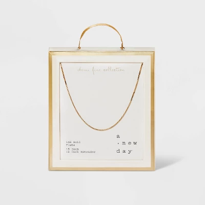 14K Gold Plated Box Chain Necklace - A New Day™ Gold 4 14K Gold Plated Box Chain Necklace - A New Day™ Gold - Image 2