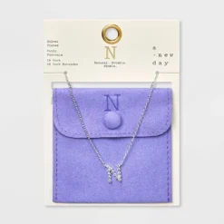 Silver Plated Cubic Zirconia Initial Pendant Necklace - A New Day™ Silver -A New Day GUEST 3e9612a2 1489 4b5f bd32 6d0c5eca5541