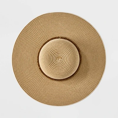 Wide Brim Straw With Beads Floppy Hat - A New Day™ 3 Wide Brim Straw With Beads Floppy Hat - A New Day™