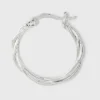 Silver Plated Braided And Polished Hoop Earring Set - A New Day™ Silver