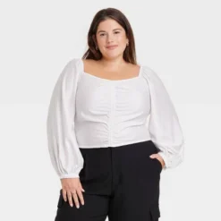 Women's Long Balloon Sleeve Slim Fit Ruched Front Top - A New Day™ 11 Women's Long Balloon Sleeve Slim Fit Ruched Front Top - A New Day™ -A New Day GUEST 531d9799 9625 4d2d a747 8b68d3fac3e4
