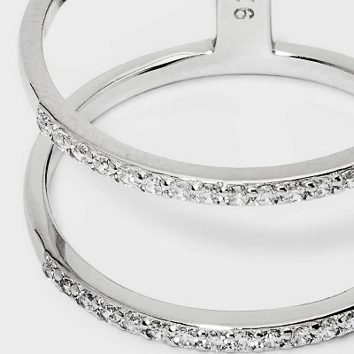 Sterling Silver Pave Cubic Zirconia Double Row Band Ring - A New Day™ Silver 3 Sterling Silver Pave Cubic Zirconia Double Row Band Ring - A New Day™ Silver