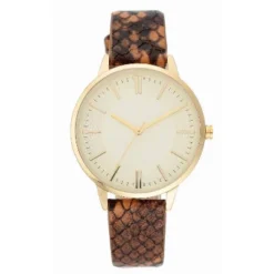 Women's Snakeskin Band Watch - A New Day™ Espresso