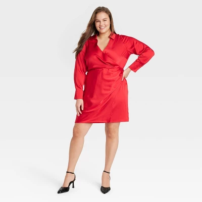 Women's Long Sleeve Satin Shirtdress - A New Day™ 7 Women's Long Sleeve Satin Shirtdress - A New Day™ - Image 5