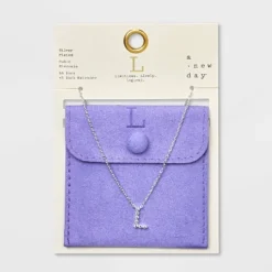 Silver Plated Cubic Zirconia Initial Pendant Necklace - A New Day™ Silver -A New Day GUEST 671ab612 3c66 4117 9da2 371fec20510f