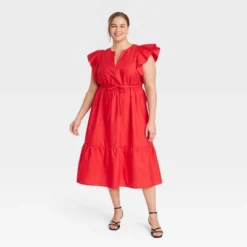 Women's Flutter Short Sleeve Midi Dress - A New Day™ -A New Day GUEST 6860e305 4b55 4395 bef7 dae5942aa43e