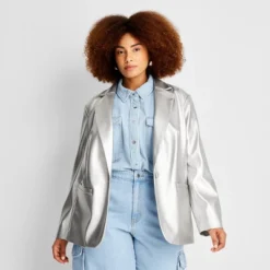 Women's Relaxed Fit Faux Leather Blazer - A New Day™ -A New Day GUEST 6f132cbc a921 4fb1 a27a 3440a9c4d18f