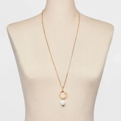 Hammered Ring And Pearl Drop Pendant Necklace - A New Day™ Gold 7 Hammered Ring And Pearl Drop Pendant Necklace - A New Day™ Gold -A New Day GUEST 81b59db5 7b16 4bd3 a68c 9abf6bc82f98