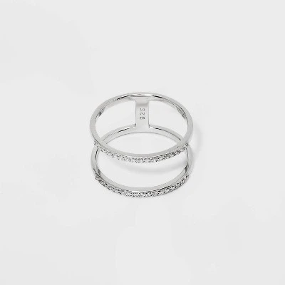 Sterling Silver Pave Cubic Zirconia Double Row Band Ring - A New Day™ Silver 4 Sterling Silver Pave Cubic Zirconia Double Row Band Ring - A New Day™ Silver - Image 2