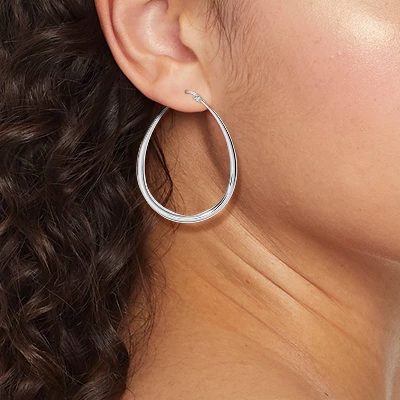 Sterling Silver Teardrop Hoop Earrings - A New Day™ Silver 3 Sterling Silver Teardrop Hoop Earrings - A New Day™ Silver