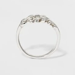 Silver Plated Leaf Bypass Ring - A New Day™ Silver - Size 8