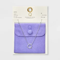 Silver Plated Cubic Zirconia Initial Pendant Necklace - A New Day™ Silver -A New Day GUEST bbca1620 2c1e 412f 9024 273202a9c69b