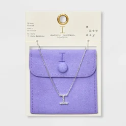 Silver Plated Cubic Zirconia Initial Pendant Necklace - A New Day™ Silver -A New Day GUEST bd8080d8 5109 4b5d a921 fc04e1fd89a3