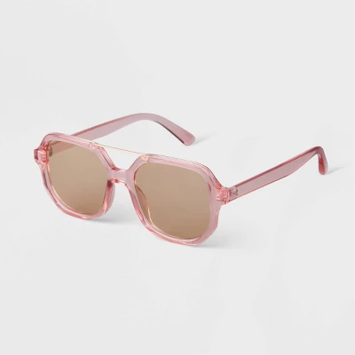 Women's Square Crystal Aviator Sunglasses - A New Day™ Pink 3 Women's Square Crystal Aviator Sunglasses - A New Day™ Pink