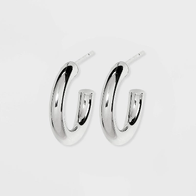 Sterling Silver Small Tube Hoop Earrings - A New Day™ Silver 4 Sterling Silver Small Tube Hoop Earrings - A New Day™ Silver - Image 2