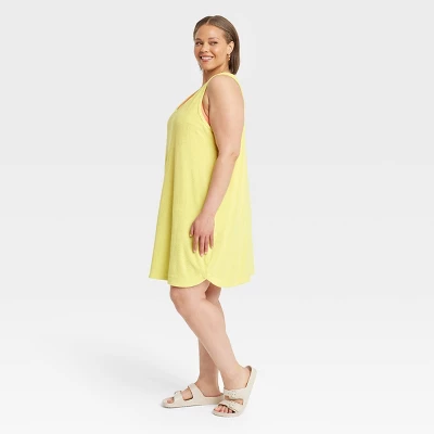 Women's Terry Mini Tank Shift Dress - A New Day™ Yellow 4X 4 Women's Terry Mini Tank Shift Dress - A New Day™ Yellow 4X - Image 2