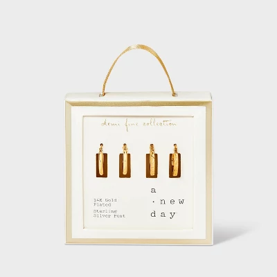 14K Gold Plated Click Top Duo Hoop Earring Set 2pc - A New Day™ Gold 4 14K Gold Plated Click Top Duo Hoop Earring Set 2pc - A New Day™ Gold - Image 2