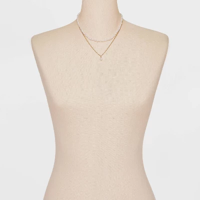 Pearl Pendant Necklace Set 2pc - A New Day™ Gold 3 Pearl Pendant Necklace Set 2pc - A New Day™ Gold