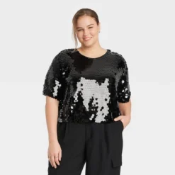 Women's Short Sleeve Paillettes - A New Day™ -A New Day GUEST e88d1e17 46b4 4283 a1ae 0ba56ac770b5