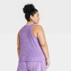 Women's Plus Size Terry Tank Top - A New Day™ Purple 2X