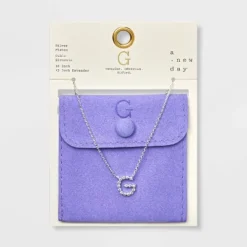 Silver Plated Cubic Zirconia Initial Pendant Necklace - A New Day™ Silver -A New Day GUEST efd8961d 02c9 4644 a7c5 a4a339bbeb71
