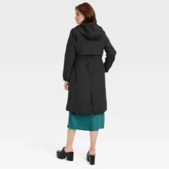 Women's Relaxed Fit Trench Rain Coat - A New Day™ Black