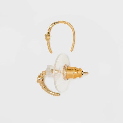 14K Gold Plated Beaded Hoop Cubic Zirconia Earring Set 2pc - A New Day™ 3 14K Gold Plated Beaded Hoop Cubic Zirconia Earring Set 2pc - A New Day™