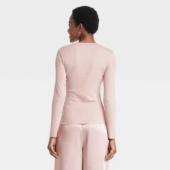 Women's Slim Fit Long Sleeve Ribbed Crewneck T-Shirt - A New Day™